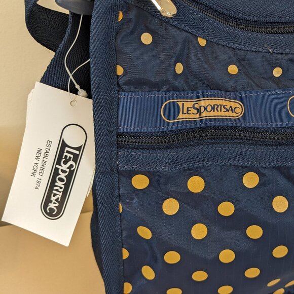 LeSportsac Blue/Golden Poker Dots Deluxe Everyday Bag Handbag - Picture 2 of 6